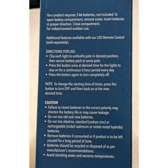 Pier 1 Umbrella Pole Light Battery Op 5Ft Cord 3 Butterfly Lights 6 Hr Timer NIB - Picture 5 of 7